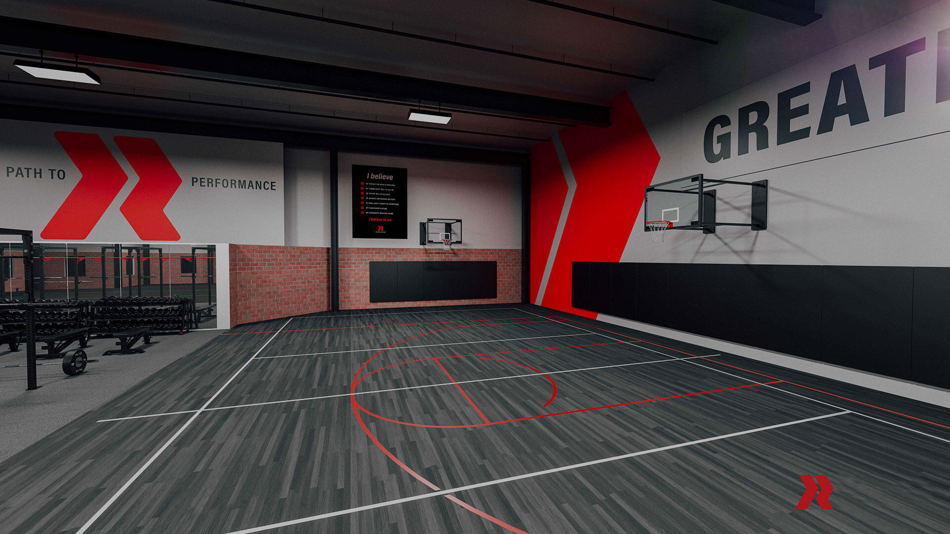 Another view of Redline basketball court.