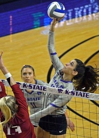 Holly Bonde Spiking a volleyball